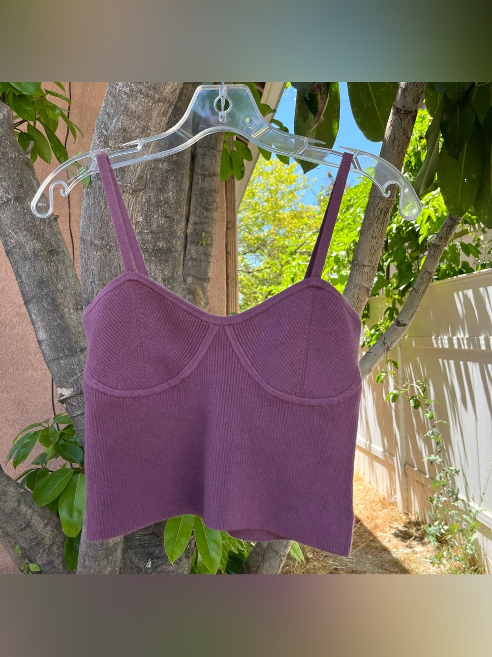Madewell Corset-Detail Crop Ribbed Knit Tank Top. - Picture 3 of 8